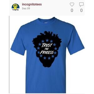 Sixers Trust The Process Large Blue Tee Shirt Custom Design